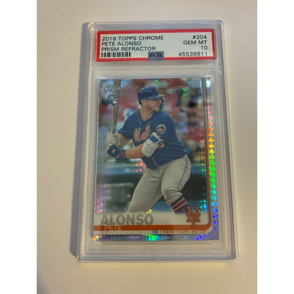 2019 Topps Chrome Pete Alonso Prism Refractor Rookie #204 PSA 10 Mets